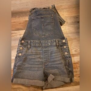 No Boundaries Blue Denim Shorts Overalls